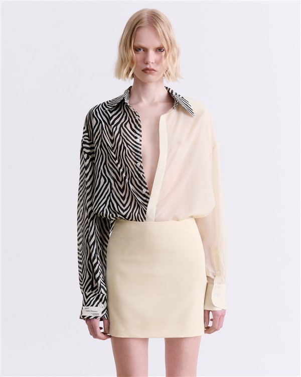 VK CREAM TAILORED MINI SKIRT